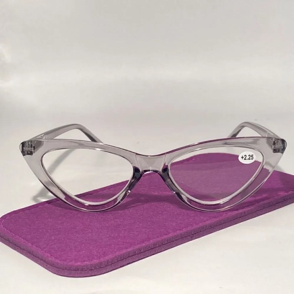 1342 Emma Cateye Reading Glasses 2.25 Grey Readers NWT